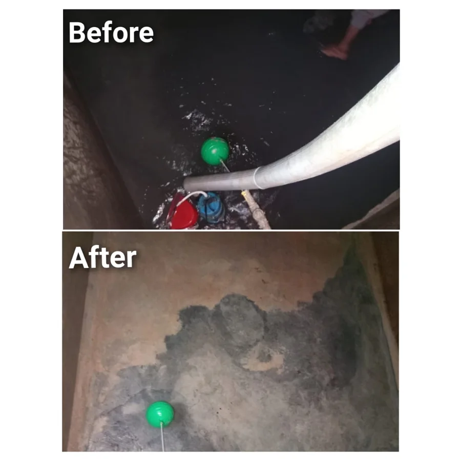 Before and after tank cleaning — Rana Jees Fumigation Services service team
